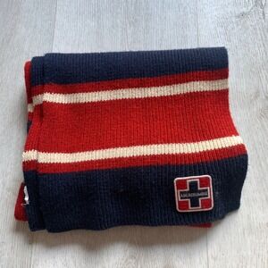 Vintage‎ Abercrombie & Fitch Red and Navy Blue Striped Wool Scar